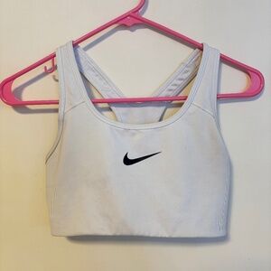 Nike Dri Fit Unpadded Round Neck Active Sports Bra White Womens Size Small